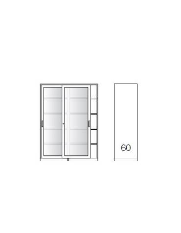 ARMADIO ANTE SCORREVOLI IN VETRO TEMPERATO CON SERRATURA cm. 180 x 60 x 200 h.