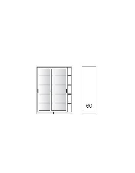 ARMADIO ANTE SCORREVOLI IN VETRO TEMPERATO CON SERRATURA cm. 180 x 60 x 200 h.
