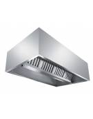 Cappa centrale cubica inox AISI 304  con filtri a labirinto per cucine – CON MOTORE INCLUSO -  cm 140x130x55h