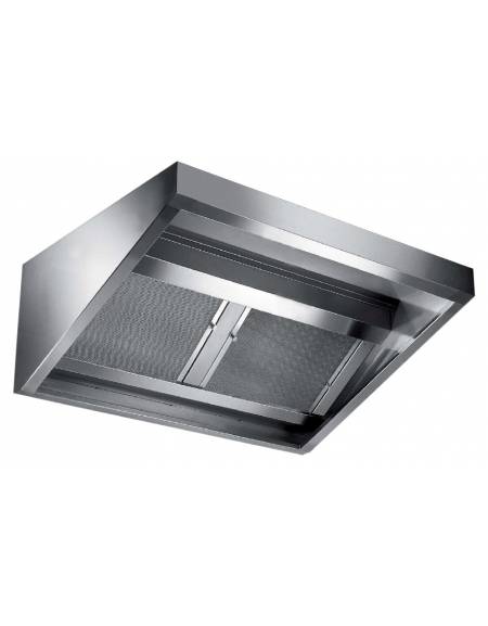 Cappa professionale a parete snack inox AISI 304 con filtri a carboni attivi, per cucina – CON MOTORE INCLUSO - cm 100x70x60h