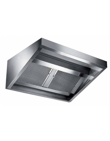 Cappa professionale a parete snack inox AISI 304 con filtri a carboni attivi, per cucina – CON MOTORE INCLUSO - cm 120x70x60h