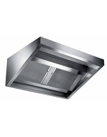 Cappa professionale a parete snack inox AISI 304 con filtri a carboni attivi, per cucina – CON MOTORE INCLUSO - cm 240x70x60h