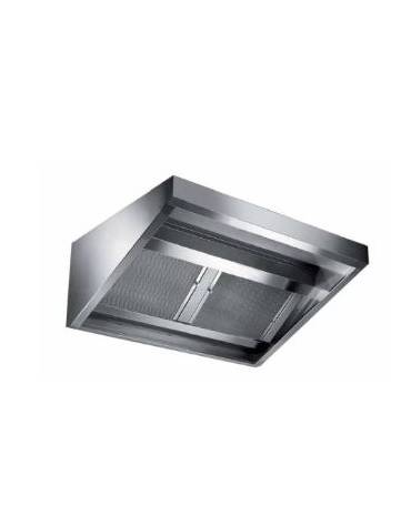 Cappa professionale a parete snack inox AISI 304 con filtri a carboni attivi, per cucina  SENZA MOTORE INCLUSO - cm 120x110x45h