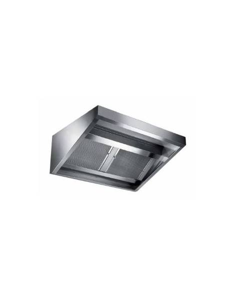 Cappa professionale a parete snack inox AISI 304 con filtri a carboni attivi, per cucina  SENZA MOTORE INCLUSO - cm 120x110x45h