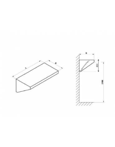 Cappa professionale a parete snack inox AISI 304 con filtri a carboni attivi, per cucina  SENZA MOTORE INCLUSO - cm 140x110x45h