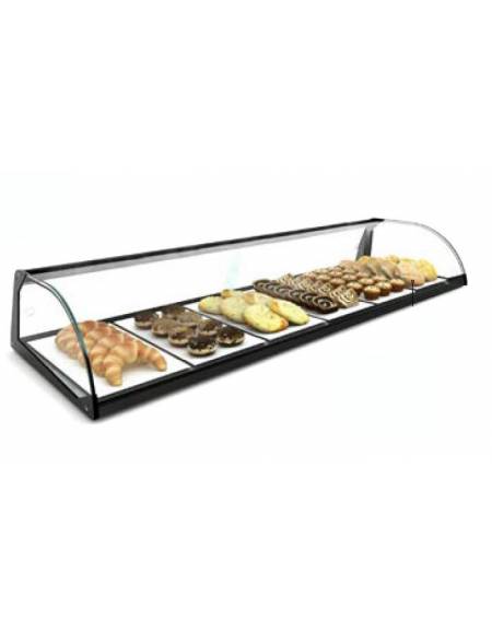 Vetrina bar neutra porta brioches in plexiglass e legno con 2 ripiani - mm 700x350x385h