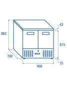 Saladette refrigerata inox per pizzeria top in marmo, 3 porte, 5 x GN1/3 , + 2° + 8°C - lt 570 - mm 1365×700×1100h