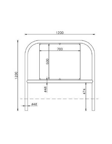 Barriera con piegatura a freddo di tubolare in acciaio Ø48 a forma di U rovesciato, , da tassellare - cm 60x80h