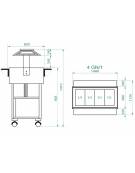 Carrello refrigerato con cupola in legno colore noce o wengè - temperatura +2° +10°C - cm 111x112x141 h