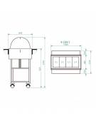 Carrello refrigerato in legno con cupola - Temperatura -5° / +5°C - Colore Wngè - 4xGN1/1 - cm 148x112x125h