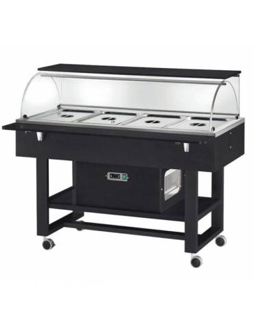 Carrello refrigerato in legno con cupola - 4 x GN 1/1 - Colore Carbon - temp. +2°C +10°C - cm. 148x90x126h