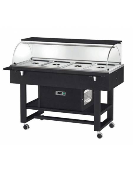 Carrello refrigerato in legno con cupola - Temperatura -5 / +5 °C - Colore Carbon - 4 x GN 1/1 - cm. 148x90x126h