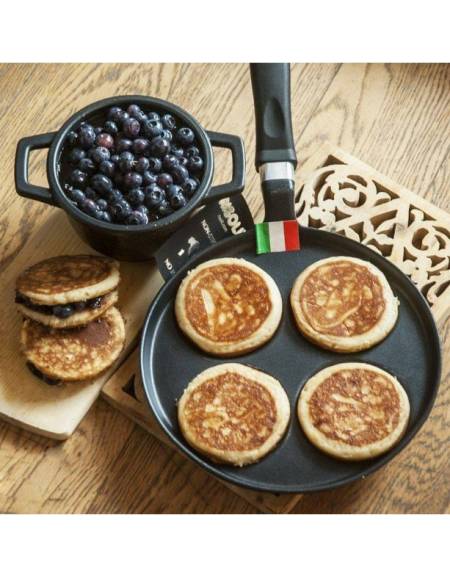 Padella per pancake in alluminio con manico in bakelite - per induzione spessore mm 6,5 - Diametro mm 250 - Altezza mm 25