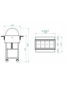 Carrello caldo bagnomaria in legno con cupola - Temp. +30 / +90°C - 4xGN1/1 - colore Carbon - cm 148x112x125h