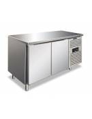 Tavolo refrigerato per pasticceria inox AISI 304 ventilato  - 2 porte - capacità 390 Lt. - temp. -2° +8°C - mm1510x800x860h