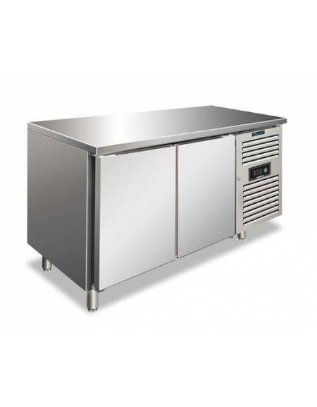 Tavolo refrigerato per pasticceria inox AISI 304 ventilato  - 2 porte - capacità 390 Lt. - temp. -2° +8°C - mm1510x800x860h