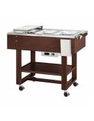 Carrello caldo bagnomaria in legno per bolliti e arrosti, Temp. +30 / +90°C - 3xGN1/1 - colore Wengè - cm 123x65x95h