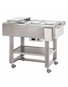 Carrello caldo bagnomaria in legno per bolliti e arrosti, Temp. +30 / +90°C - 3xGN1/1 - colore Cenere - cm 123x65x95h