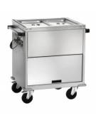 Carrello termico armadiato con temperatura  differenziata in acciaio inox bagnomaria 2x1/1 GN cm 96x68x92h