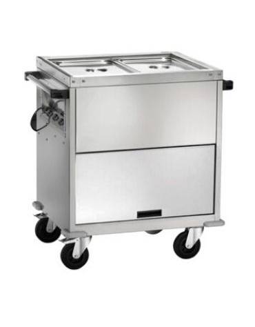 Carrello termico armadiato con temperatura  differenziata in acciaio inox bagnomaria 2x1/1 GN cm 96x68x92h