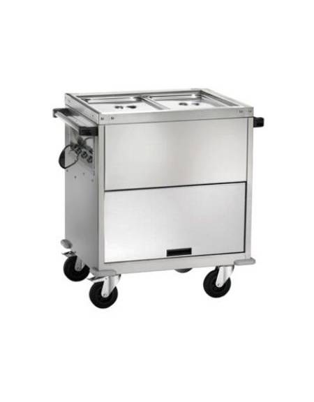 Carrello termico armadiato con temperatura  differenziata in acciaio inox bagnomaria 2x1/1 GN cm 96x68x92h