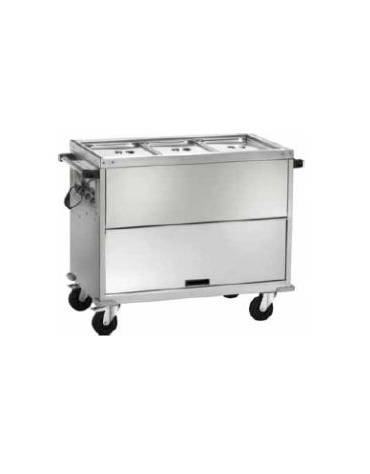 Carrello termico armadiato con temperatura  differenziata in acciaio inox bagnomaria 2x1/1 GN cm 96x68x92h