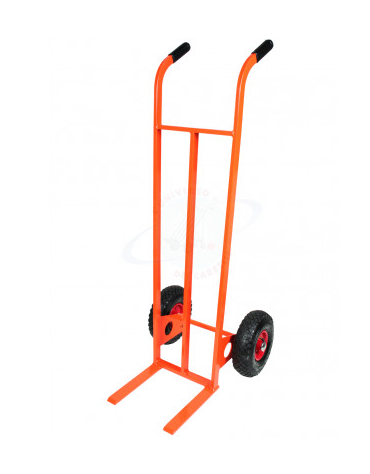 Carrello portacasse con forche - 2 ruote pneumatiche cm 26 con cerchi in acciaio - cm 49x56x125h - forche di carico cm 255x290