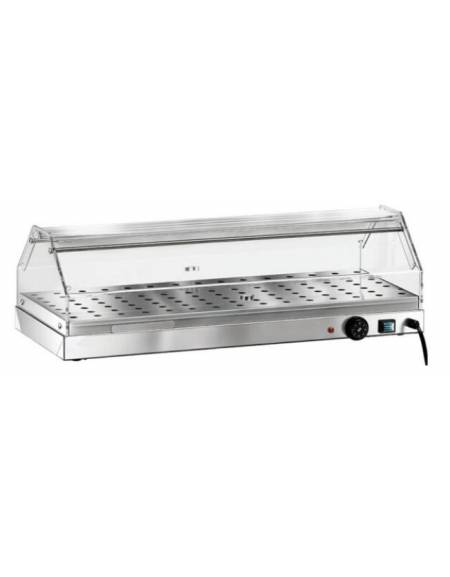 Vetrina riscaldata inox 1 piano - con umidificazione - cm 85x35x25h