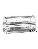 Vetrina riscaldata inox da banco per colazioni 2 piani con umidificazione - vetri curvi - cm 85x35x40h