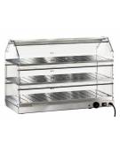 Vetrina riscaldata inox 3 piani con umidità - cm 85x35x54h