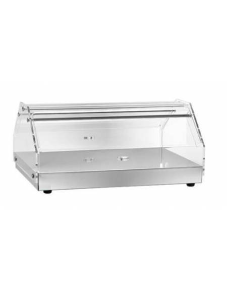 Vetrina in plexiglass 1 piano neutra inox con piano forato cm 50x35x22h