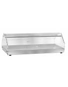 Vetrina neutra da banco inox 1 piano con fianchi e antine sui due fronti in plexiglas trasparente - cm 85x35x25h