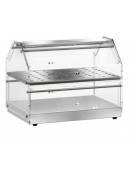 Vetrina neutra inox da banco a 2 piani, con 2 antine in plexiglass apribili - cm 50x35x36h