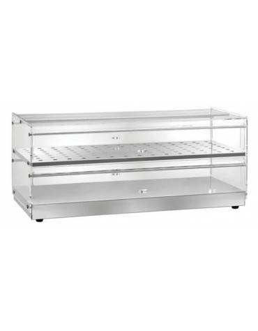 Vetrina neutra da banco inox a 2 piani - cm 85x35x40h