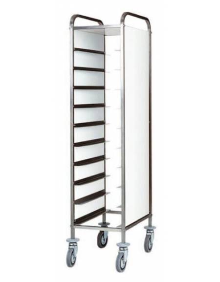 Carrello portavassoi inox con pannelli laterali perfex bianco - portata 10 vassoi  GN cm 38x62x175h