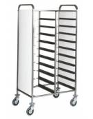 Carrello portavassoi inox con pannelli laterali perfex bianco  - portata 20 vassoi  GN cm 74x62x175h