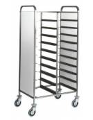 Carrello portavassoi inox con pannelli laterali inox - portata 20 vassoi  GN cm 74x62x175h