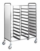 Carrello portavassoi inox con pannelli laterali inox - portata 30 vassoi  GN cm 110x62x175h