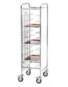 Carrello portavassoi universale inox con pareti laterali in perfex bianco-10 vassoi cm 52x62x175h