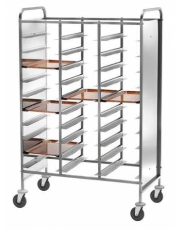 Carrello portavassoi rinforzato inox con pareti laterali inox -30 vassoi GN cm 110x62x175h