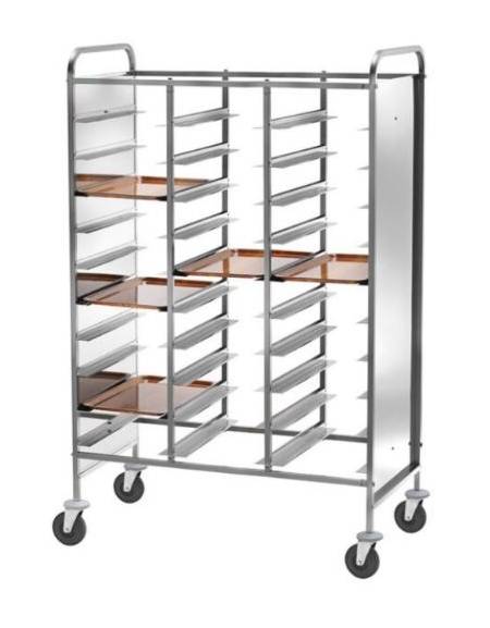 Carrello portavassoi rinforzato inox con pareti laterali inox -30 vassoi GN cm 110x62x175h