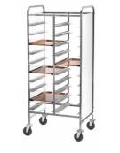 Carrello portavassoi rinforzato inox-pannelli laterali perfex bianco-20 vassoi GN cm 74x62x175h