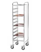 Carrello portavassoi rinforzato inox - pannelli laterali perfex bianco-10 vassoi  GN cm 38x62x175h