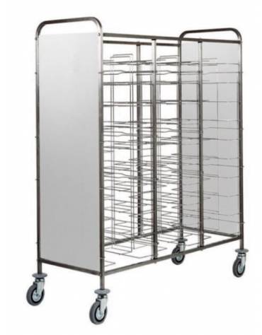 Carrello portavassoi universale inox con pareti laterali inox - 30 vassoi - cm 138x62x175h