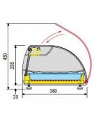 EspositoreVetrina Da Banco refrigerato bacinelle GN1/3 Cm 32,5x17,6x4 mm L1085XP380XH255