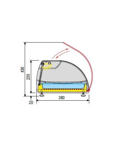 EspositoreVetrina Da Banco refrigerato bacinelle GN1/3 Cm 32,5x17,6x4 mm L1085XP380XH255