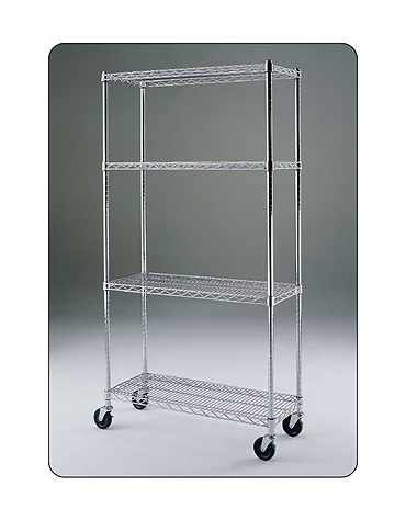 Carrello portabiancheria cromato a 4 piani cm 91x46x225h