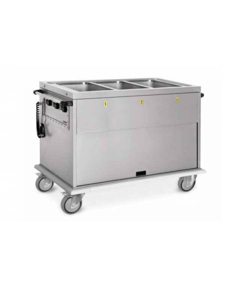 Carrello termico armadiato bagnomaria Capacità 2 vasche GN 1/1 con temperature differenti - vano neutro armadiato con apertura a