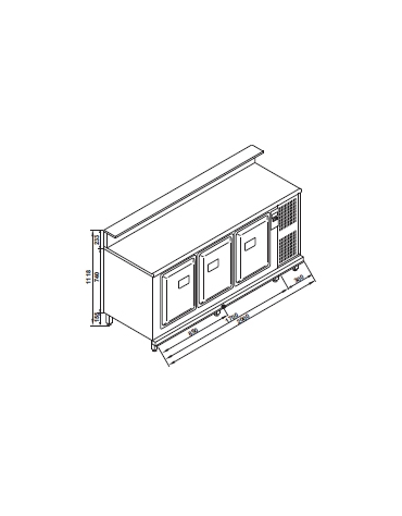 Banco bar refrigerato da cm. 200