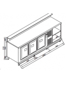 Banco bar refrigerato 3 sportelli motore interno da cm. 250